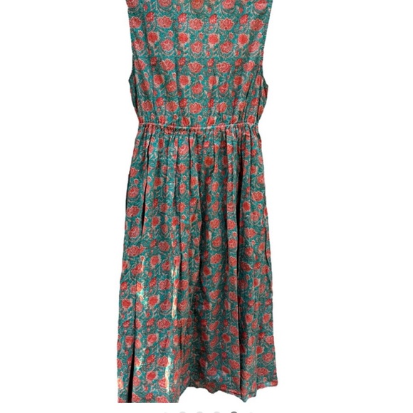 Turquoise Vines Amelia Sleeveless Shirt Dress with Cinch Waist Size Mediumm - Picture 12 of 16